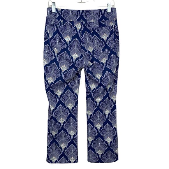 J McLaughlin Kick Flare Pants Pull On Blue White Cropped Women's 6 - Flaw - Picture 4 of 8